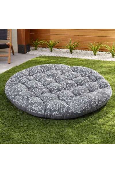 PAN HOME Damask Botanical Print Round Cushion 240 Gsm 45x45x45cm - Green