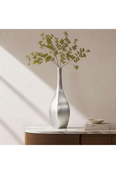 PAN HOME Hearth Metal Flute Vase 17x17x67cm - Silver