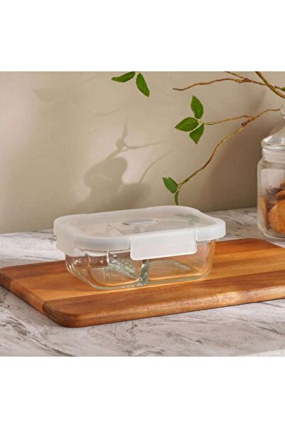 PAN HOME Superior Leakproof 2 Compartment Glass Rectangular Food Container 64...