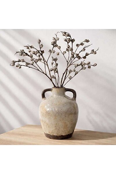 PAN HOME Zanzibar Terracotta Highgloss Vase With Handle 22.86x22.86x29.21cm -...