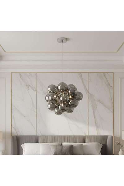 PAN HOME مصباح موريل 24-سموك جلاس جي 9 المعلق 45x150 سم - كروم
