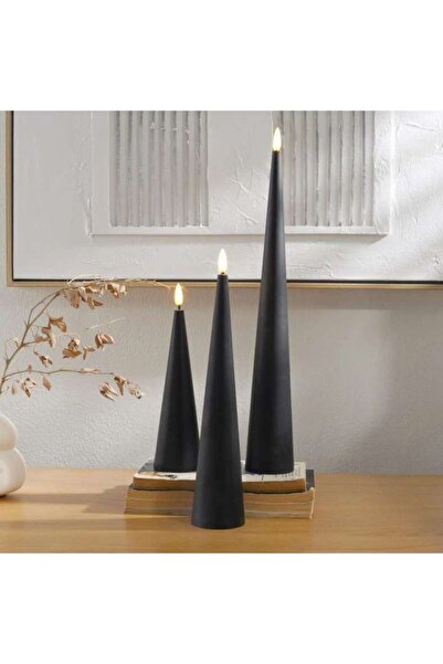 PAN HOME Majestic 3-piece Led Conical Candle Dia 5.5 X H17.5/25/35cm - Matt B...