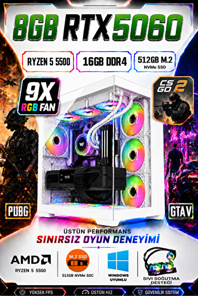 Dmc N327 Win11 / RYZEN 5 5500 / 16GB DDR4 RAM/ 512GB M2 / 8GB RTX5060 / Sıvı ...