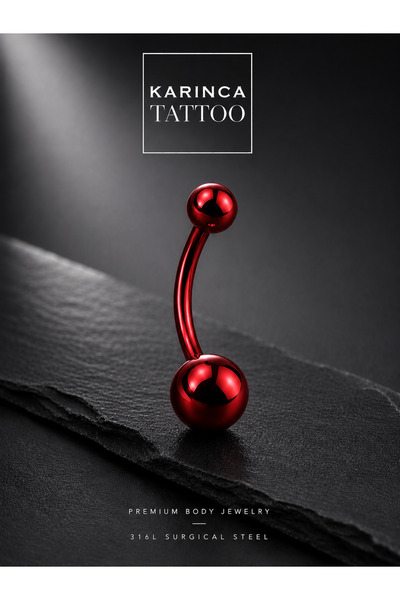 Karınca Piercing Düz Taşsız Kırmızı Göbek Piercing Belly Button Piercing