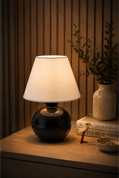 NisaLuce Lena Top Lampshade Small Ceramic - Cream Head / Black Body