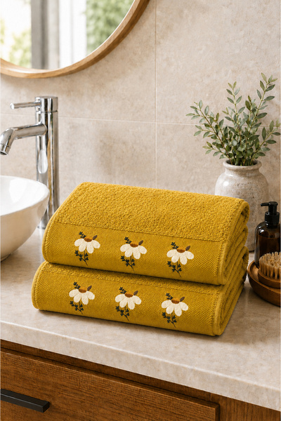 Vannes Home %100 Pamuk Lüks Punch Nakışlı 2'li El ve Yüz Havlusu 50x90 cm