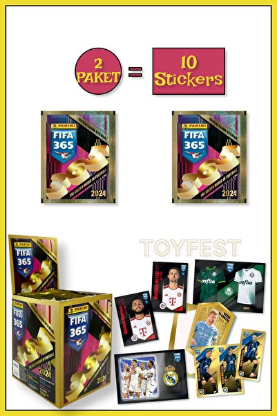 TOYFEST Panini Fifa 365 2024 Football Player Stickers Cards - 2 Pack (10 Stic...