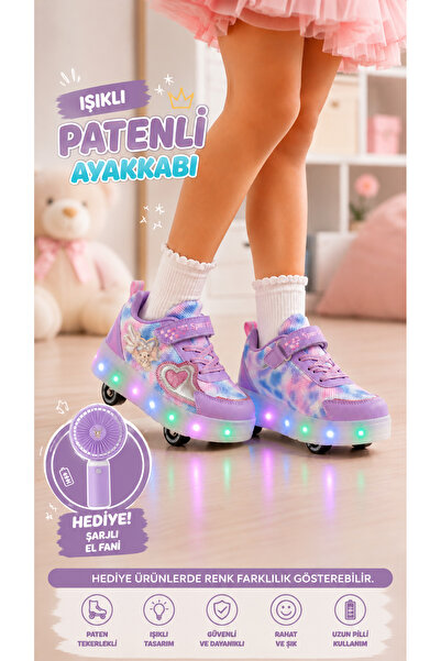 SOLERO Işıklı Patenli 4 Tekerlekli Spor & Paten Dönüşümlü Çocuk Ayakkabısı