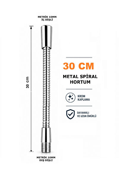 CONANA Metal Spiral Hortum (30cm-8mm) Krom Kaplama Masa lambası Aplik vb için...