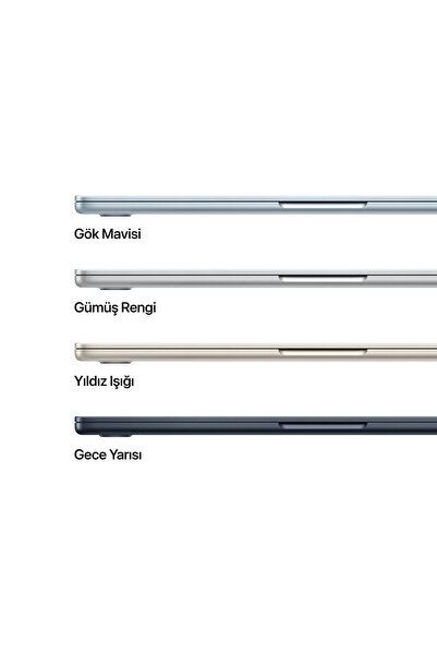 Apple 15" MacBook Air: Apple M5 chip with 10‑core CPU and 10‑core GPU, 16GB, 512GB SSD - Gece Yarısı