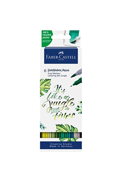 Faber Castell Set de markere solubile cu 2 vârfuri, 6 bucăți, pentru letterin...