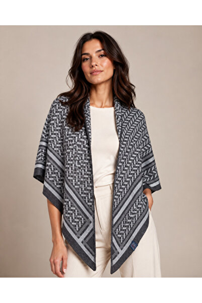 Sebir Moda Patterned Triangle Knitwear Shawl