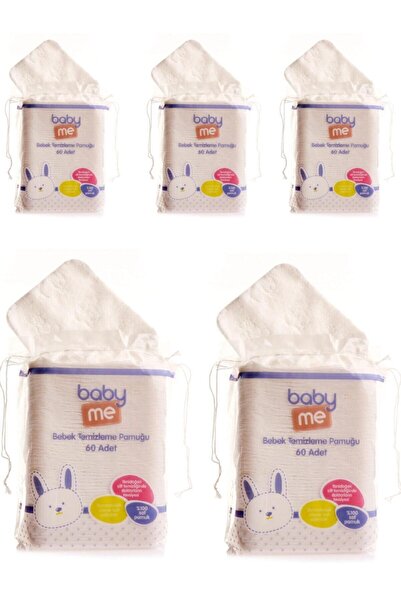 Baby&Me Bebek Temizleme Pamuğu 5 Li Paket 60 Adetli