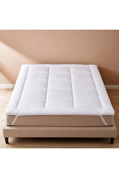HOME AURAA غطاء مرتبة بريما كينج 180 × 200 سم × 4 سم - قماش مايكروفايبر مخطط ...