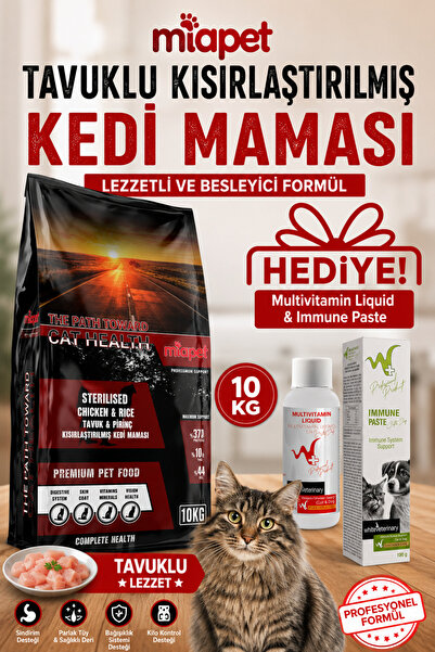 Miapet Tavuklu Kısırlaştırılmış Kedi Maması Sterilised Multivitamin Liquid 10...