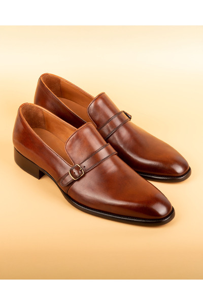 Lucania Hakiki Deri Monkstrap Klasik Ayakkabı, Kösele Taban Klasik Ayakkabı, Loafer Klasik