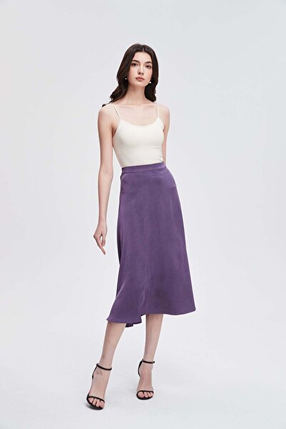 mica Solid Midi Skirt with Ruffles