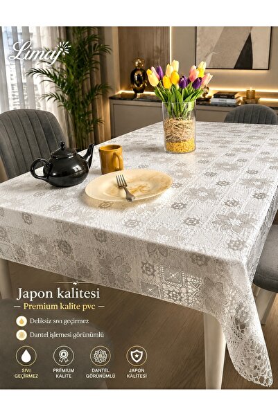 LİMAY Japon Masa Örtüsü - Lüks Pvc - Deliksiz - Su Geçirmez - Silinebilir - L...
