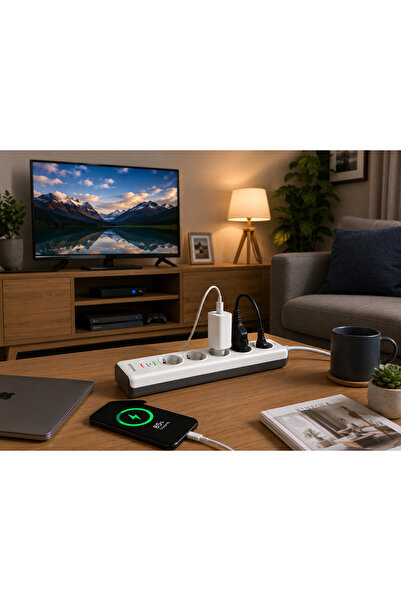 Philips Spn7040wa/62 Akım Korumalı Priz 600j 4'lü - 2m
