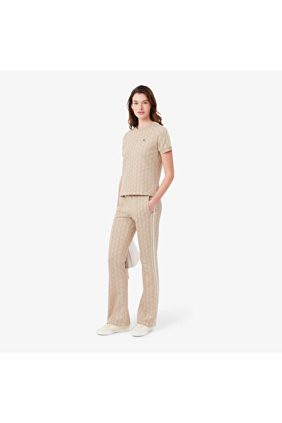 Lacoste Kadın Flare Fit Monogram Bej Eşofman Altı