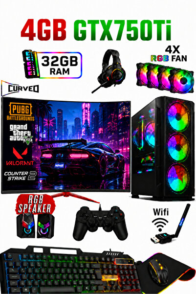Dmc N146x (PUBG,GTA 5) I5-4430,32GB RAM,512GB SSD,4GB GTX750Tİ,23'8 Curved Masaüstü Oyuncu Bilgisayarı