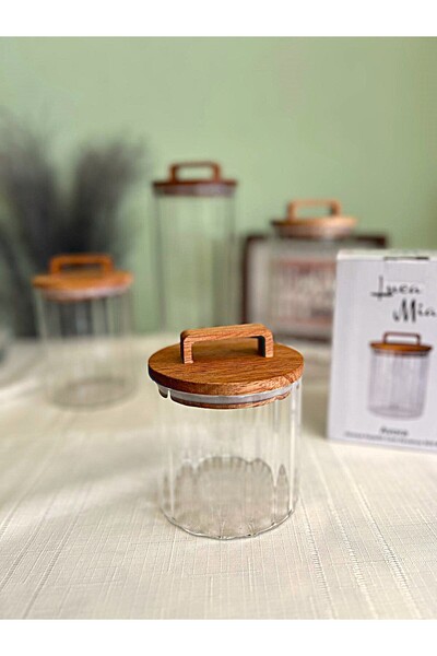 Luca Mia Avora Lüx Acacia Lid Round Glass Jar (600 ml - 10 X 10 cm)