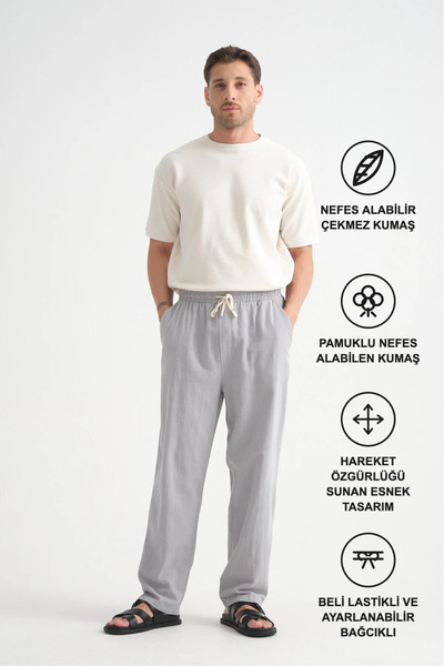 Redline Udobne muške ležerne pantalone Lan izgleda Široke nogavice nova sezona