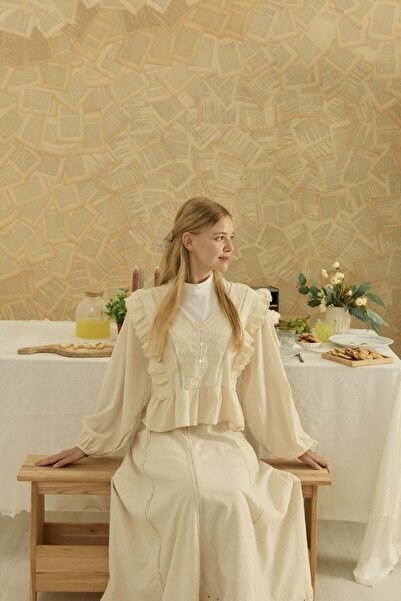 Faya Boutique Krem İşlemeli Esquer Keten Gömlek X The Taste Of Things