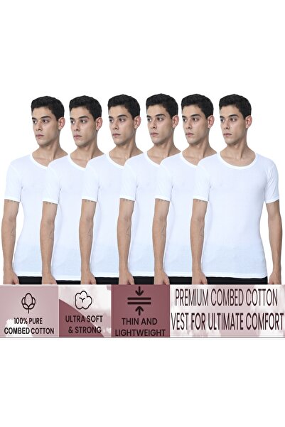 OSCAR JEANS 6-Pack 100% Cotton Basic Men's Vest Undershirt Short Sleeves Soft...