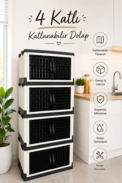 naturelove Dulap modular pliabil cu 4 niveluri Diamond – Dulap multifuncționa...