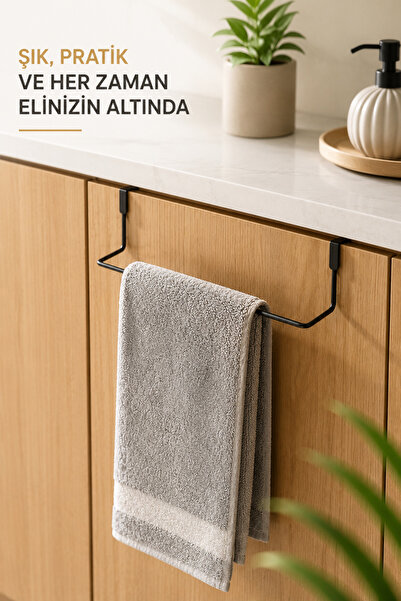 SUNTEL BANYO MUTFAK AKSESUARLARI Crna vešalica za vrata ormarića – držač za p...