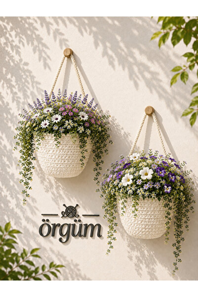 ÖRGÜM Coș decorativ Mini ghiveci pentru flori Coș multifuncțional 12x10 cm (P...