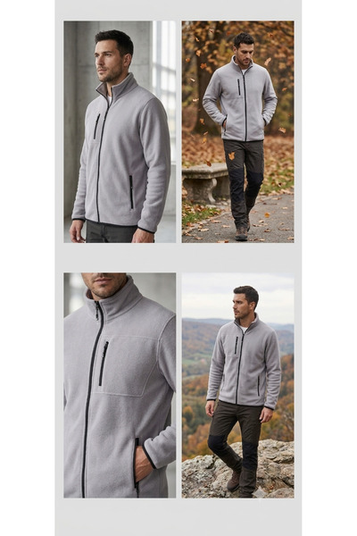 bitangosu Unisex Four Seasons Fleece Jacket with Zipper Pockets
