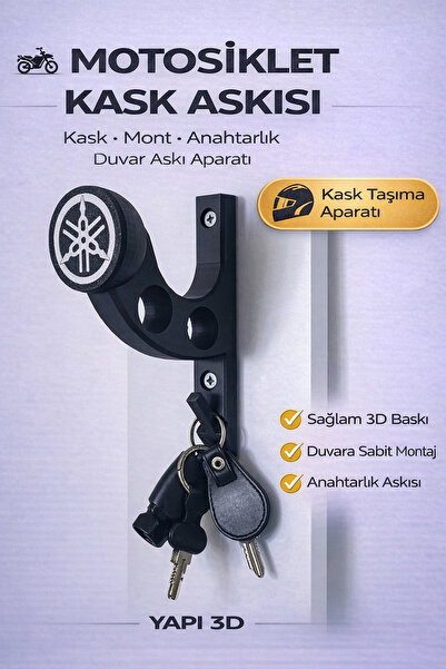 Yapı3D Yamaha Logolu Motosiklet Kask Askılığı – Kask, Mont ve Anahtar Askısı
