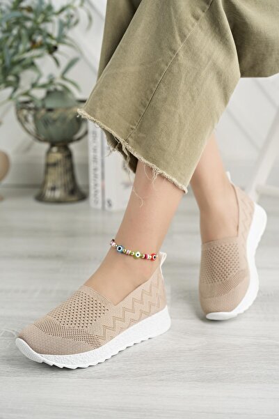Nesil Shoes Aky 055 Nude Knitwear Pantofi de vara damă 