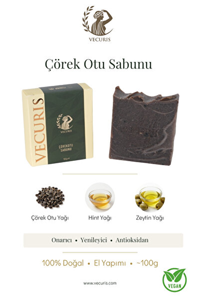 VECURIS Cilt Koruyucu Çörek Otu Sabunu | Soğuk Sıkım Çörek Otu Yağı | Doğal S...