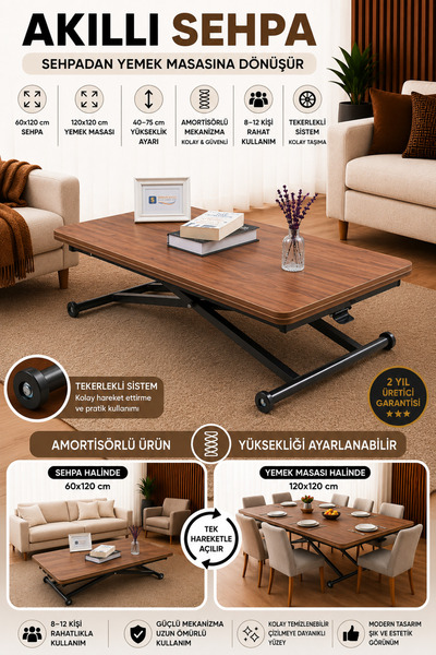 Smart Coffee Table Home Top Table Mdf Walnut Oval Corner Bottom Mechanism Black Color