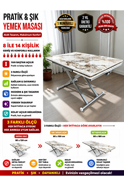 SEHPAM AKILLI Yan Baştan Açılır Akıllı Yemek Masası Oval Mdf Tabla Alt Mekani...