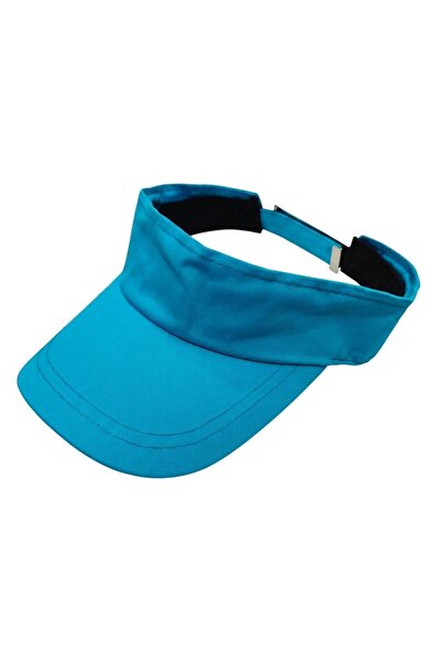 AXE SPORTSWEAR Cyan Blue Adjustable Velcro Back Visor Hat Uv Sun Protection C...