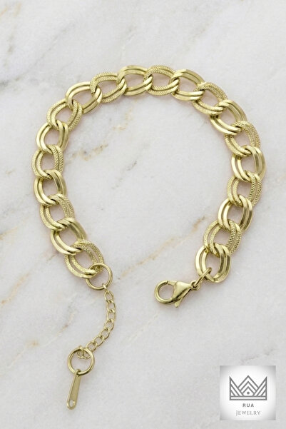 Rua Jewelry سوار ستيل إيطالي من نوع سامانيولو 9 ملم لون ذهبي |   مقاوم للبهتا...