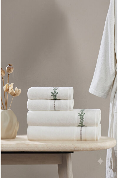 Özdilek Set de baie turcească verde-crem Cel mai bun set - Set de prosoape Öz...