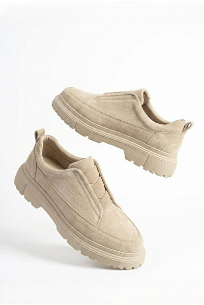 Zerenyus Ανδρικά casual παπούτσια ZRK-703 Premium Beige Suede Elastic Daily