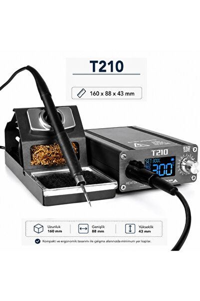 PİYATECH T210 Ayarlanabilir Sabit Sıcaklık Dijital Ekranlı Profesyonel Havya ...