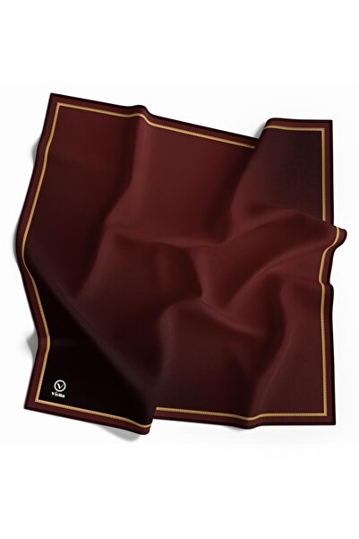 VİOLLA Twill Degrade Desenli Bordo Renkli 90x90 Eşarp (İpek İçermez) Kenar Di...
