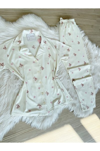 Pijamacs طقم بيجامة بيغاسوس بأكمام قصيرة ونقشة دب أبيض