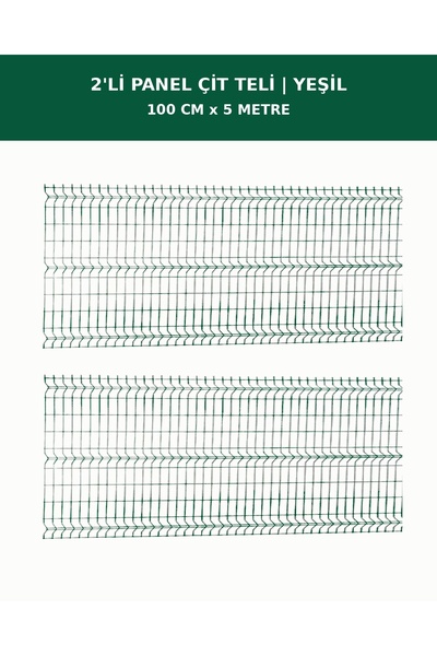 DİĞER1111 2'li Panel Çit Teli 5 Metre 100cm Yükseklik Yeşil Renk