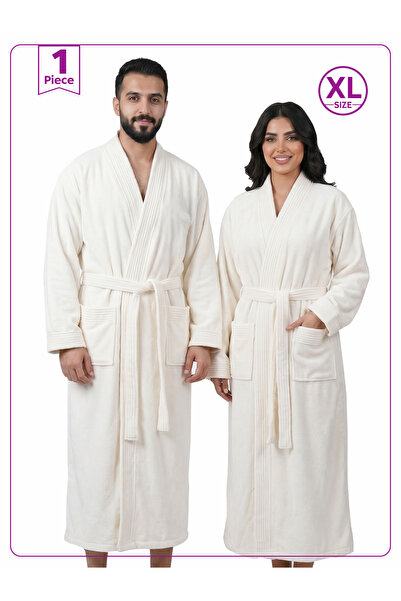 Donetella Unisex Bathrobe XL Size , Kimono Collar, Absorbent Quick Dry Microf...