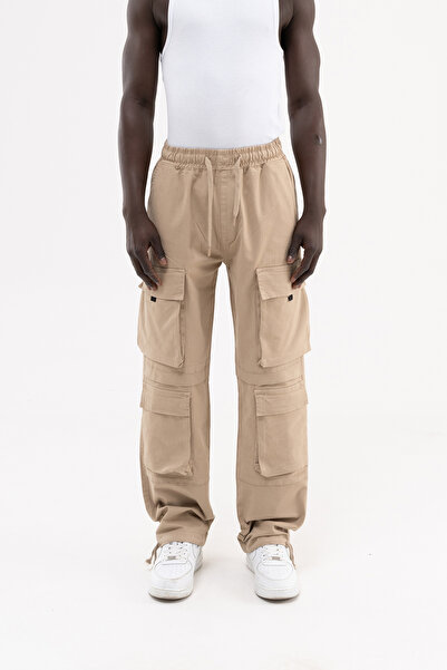 Machinist Erkek Baggy Kargo Pantolon Bej