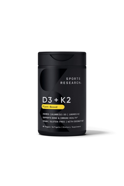 Sports Research D3 + K2 Plant-Based 250mcg (10.000 IU) D3 - 100mcg K2 - 60 Ve...