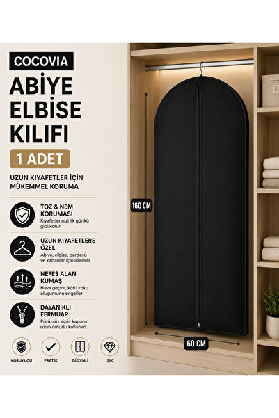 CocoVia Abiye Elbise Kılıfı  Fermuarlı Elbise Kılıfı Gamboç 60x160 Siyah ( 1 ...